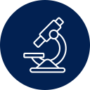 Microscope icon representing in-house veterinary laboratory and diagnostic testing services
